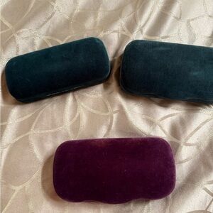 Authentic Gucci Velvet Eyeglass Cases in Green and Purple.